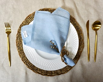 Soft Blue Linen Napkin, Set of 2. Stonewashed Linen Napkin. Table Decor, Wedding Linens.