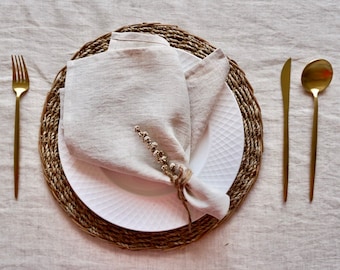 Natural Melange Linen Napkin, Set of 2. Stonewashed Linen Napkin. Table Decor, Wedding Linens.