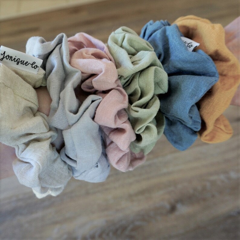 Sage Green Scrunchie. Natural Linen Hair Accessories. Hair Etsy