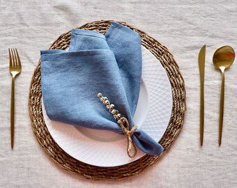 Grey Blue Linen Napkin, Set of 2. Stonewashed Linen Napkin. Table Decor, Wedding Linens.