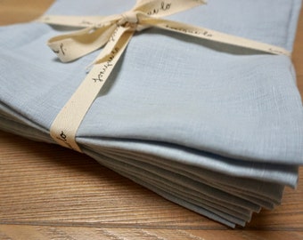 Set of 12, Soft Blue Linen Napkin. Stonewashed Linen Napkin. Table Decor, Wedding Linens.