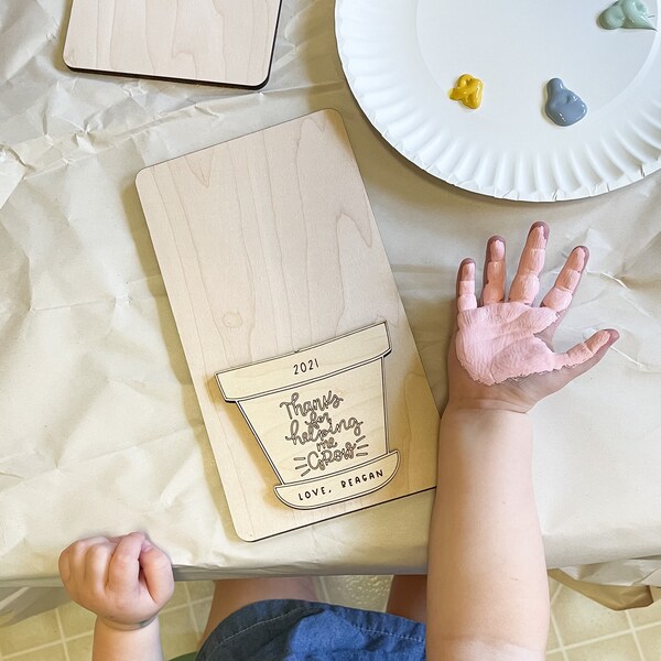 Wood Handprint Craft | Mother's Day | Teacher's Appreciation Gift | Personalized + Engraved