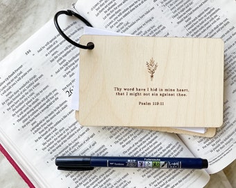 Engraved Wood Notecard + Memory Verse Holder | Scripture Memorization Tool
