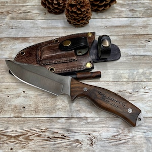KNIFE, Hunting Knife, Custom Knife, Outdoor Knife, Engraved Knife, Tactical Knife, Personalized Knife, Leather Sheath Professional Knife