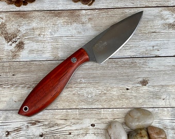 Hunting Knife N690 Steel Blade Wood Handle with Leather Sheath, Skinner Knife