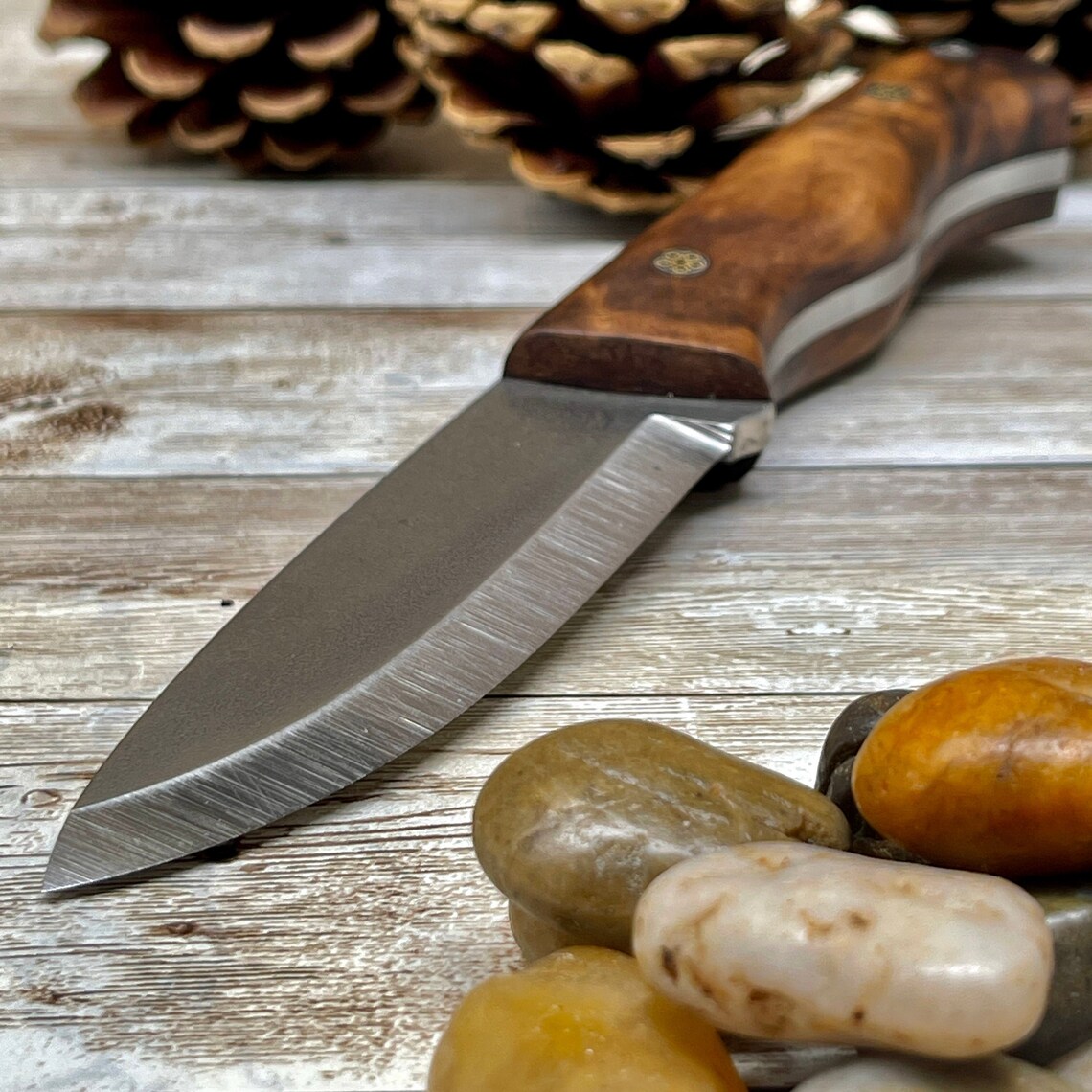 Camping Knife With Walnut Wood Handle N690 Bohler Steel Blade Etsy