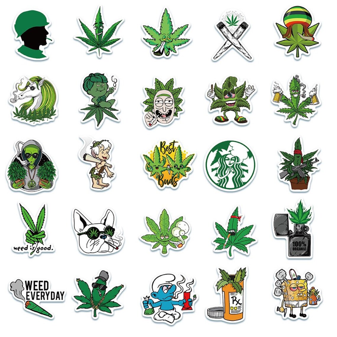 50 Pieces Cannabis Leaf Stickers Suitcase Stickers Guitar | Etsy