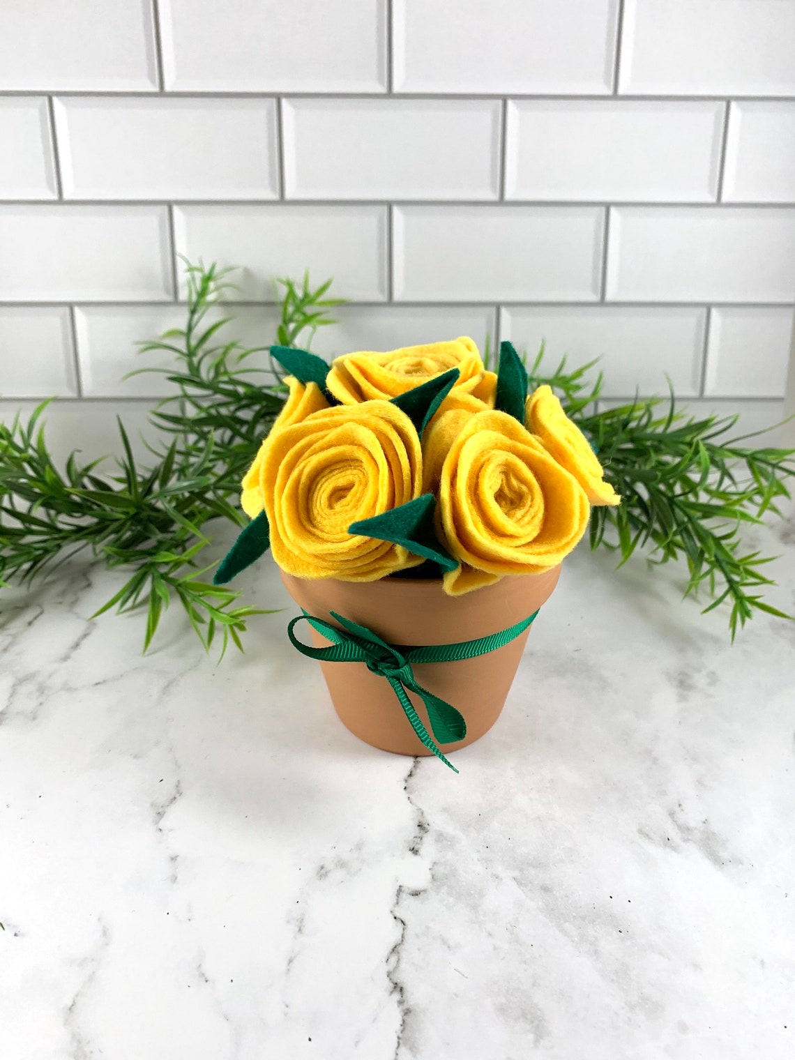 Felt Flowers Flower Pot Felt Flower Home Decoration Etsy