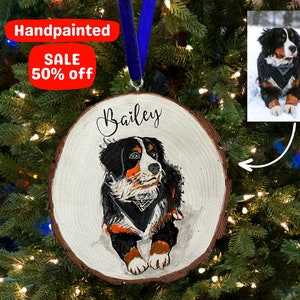 Hand Painted Pet Ornament, Custom hand painted pet portrait ornament, personalized pet memorial ornament, custom dog portrait ornament