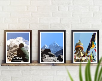 Nepal Print Collection, 3 x prints, Kathmandu / Everest Base Camp / Khumbu Ama dablam