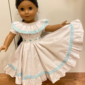 White Spanish style fiesta dress fits 18” girl dolls