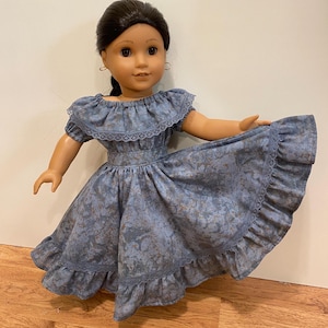 Gray Spanish style fiesta dress fits 18” girl dolls