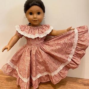 Vintage Rose Spanish style fiesta dress fits 18” girl dolls