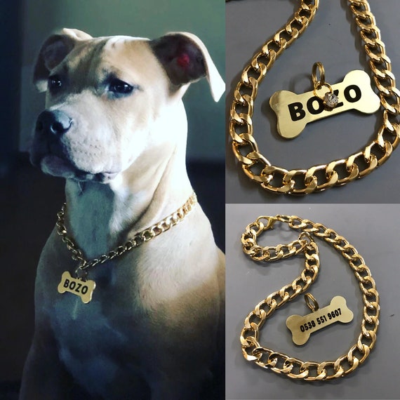 Gold Dog Choke Chain Jewelry for Dogs Chains for Pets Bone 
