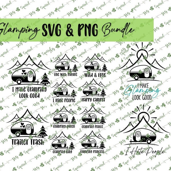 Glamping SVG & PNG Bundle - Camping Trailer SVGs - Digital Download