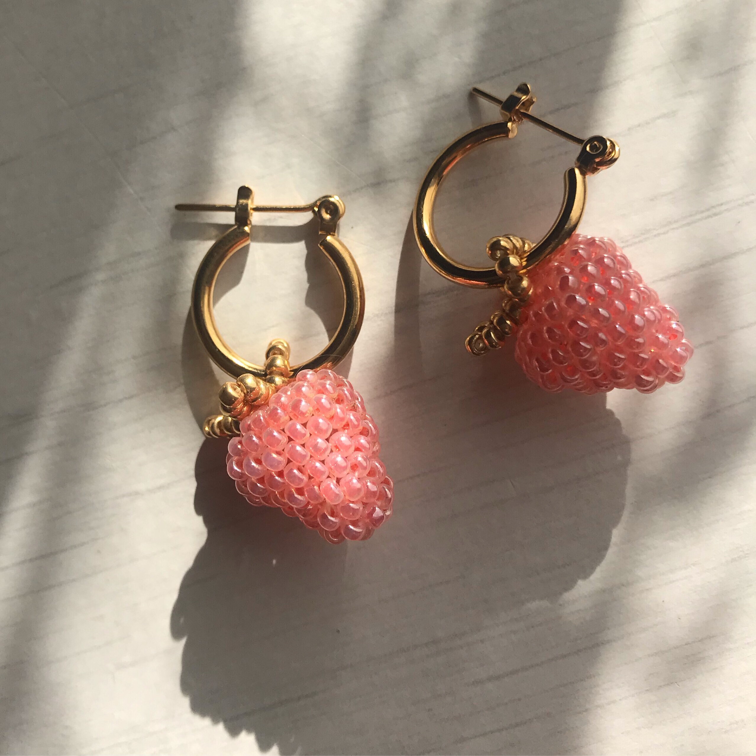 Handbeaded Strawberry Earrings Beaded Earrings Fruit | Etsy