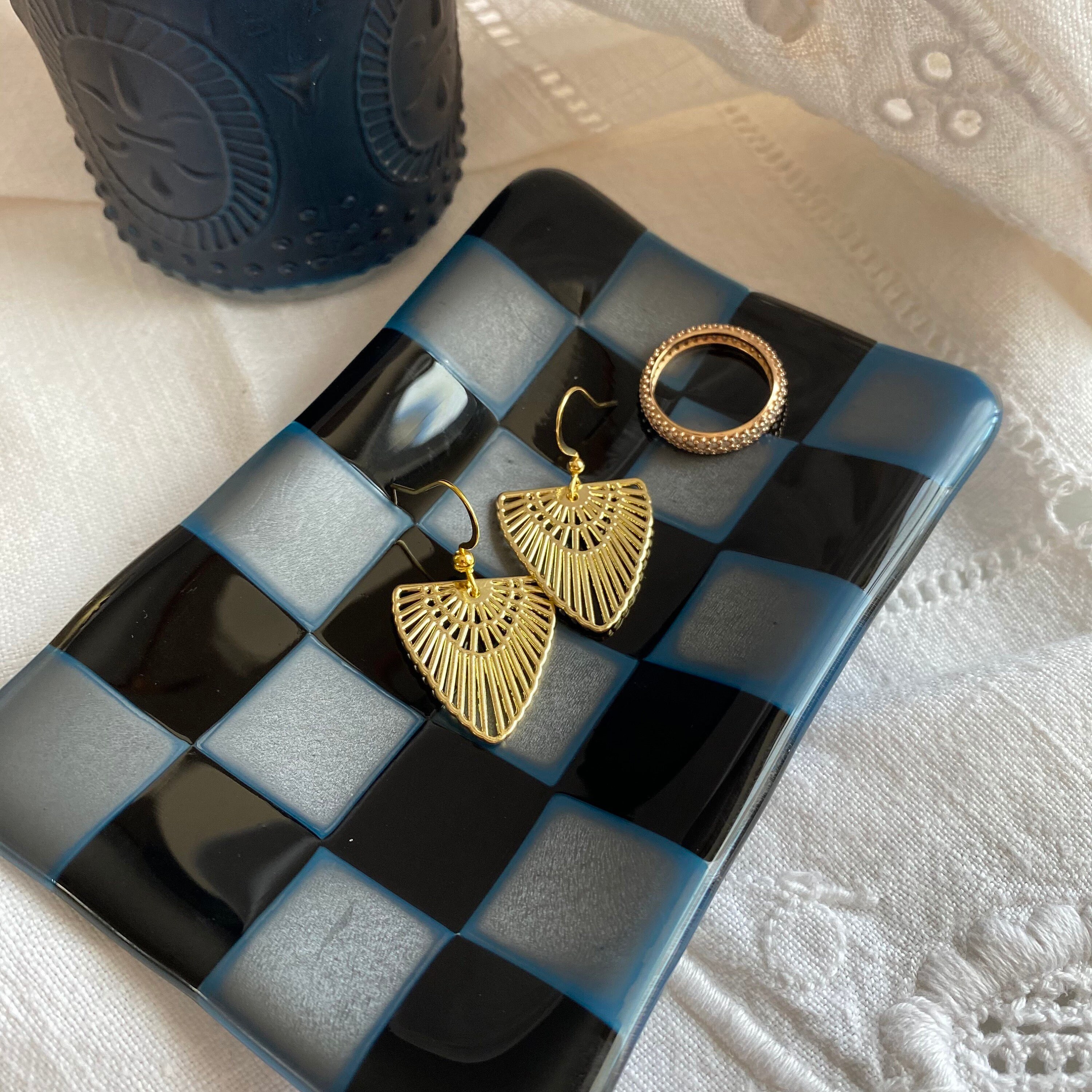 Art Deco Drop Earrings Gold Fashion Gold plated | Etsy