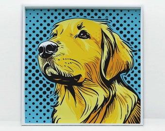 Impressão Pop Art de Golden Retriever, Decoração de Parede para Cães de Estimação (Download Digital)