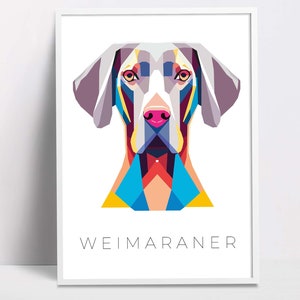 Impresión de arte pop geométrico Weimaraner, arte de pared de perro mascota, impresiones descargables, arte de pared imprimible, impresión de póster de perro, arte de descarga digital