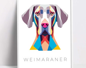 Weimaraner Geometric Pop Art Print – Modern Dog Wall Decor (Digital Download)