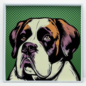 Saint Bernard pop art print, Pet Dog Wall Art, Downloadable Prints, Pop Art Prints, Printable Wall Art, Digital Download Art