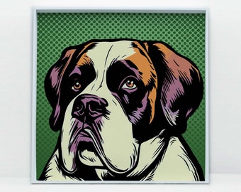 Saint Bernard Pop Art Print, Pet Dog Wall Decor (Digital Download)
