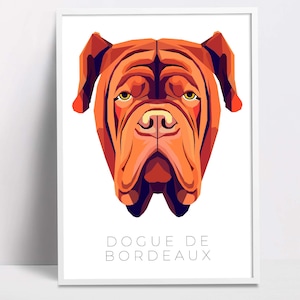 Dogue De Bordeaux geometric pop art print, Pet Dog Wall Art, Downloadable Prints, Printable Art, Dog Poster Print