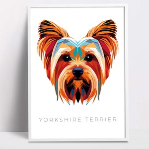 Yorkshire Terrier geometric pop art print, Pet Dog Wall Art, Downloadable Prints, Printable Wall Art, Dog Poster Print, Digital Download Art