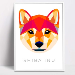 Shiba Inu geometric pop art print, Pet Dog Wall Art, Downloadable Prints, Printable Art, Dog Poster Print