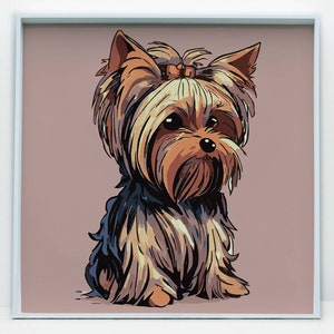 Impression d’art illustrée mignonne Yorkshire Terrier, Art mural pour chien de compagnie, Impressions téléchargeables, Art imprimable, Impression d’affiche de chien