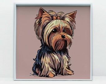 Yorkshire Terrier Art Print, Cute Dog Illustration (Downloadable)