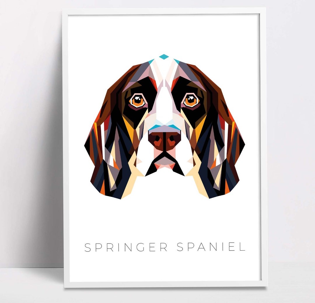 Springer Spaniel Print Springer Spaniel Geometric Pop Art Print, Pet Dog Wall Art ...