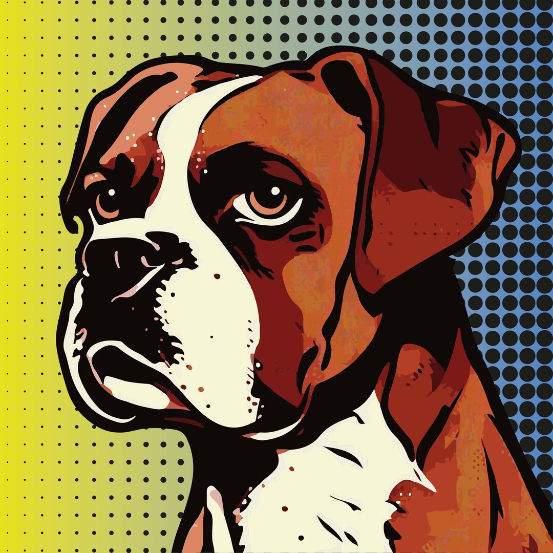 Boxer Dog Pop Art Print Pet Dog Wall Art Downloadable Etsy