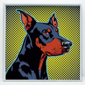 Dobermann Pop Art Print, Haustier Hund Wandkunst, herunterladbare Drucke, Pop Art Drucke, druckbare Wandkunst, digitaler Download Kunst