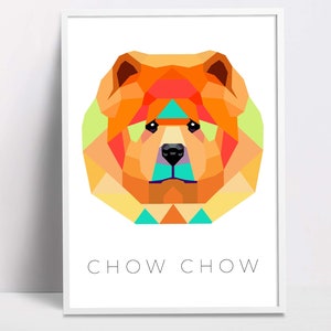 Chow Chow geometric pop art print, Pet Dog Art, Downloadable Prints, Printable Wall Art, Dog Poster Print, Digital Download