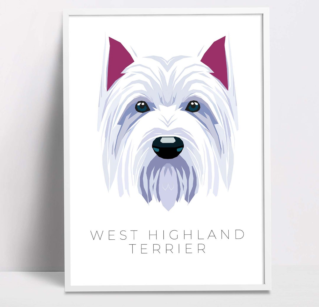 West Highland Terrier Geometric Pop Art Print, Pet Dog Wall Art ...