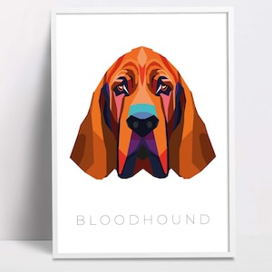 Bloodhound geometric pop art print, Pet Dog Wall Art, Downloadable Prints, Printable Art, Dog Poster Print
