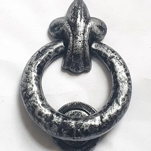 Fleur De Lys Pewter Front Door Knocker Iron Cast