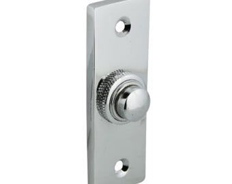 Polished Chrome Plain Push Button Front Door Bell Rectangle