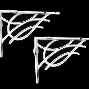 White Antique Wall Shelf Bracket Bookcase 8&quot; x 5&quot; Industrial Black and White Pair
