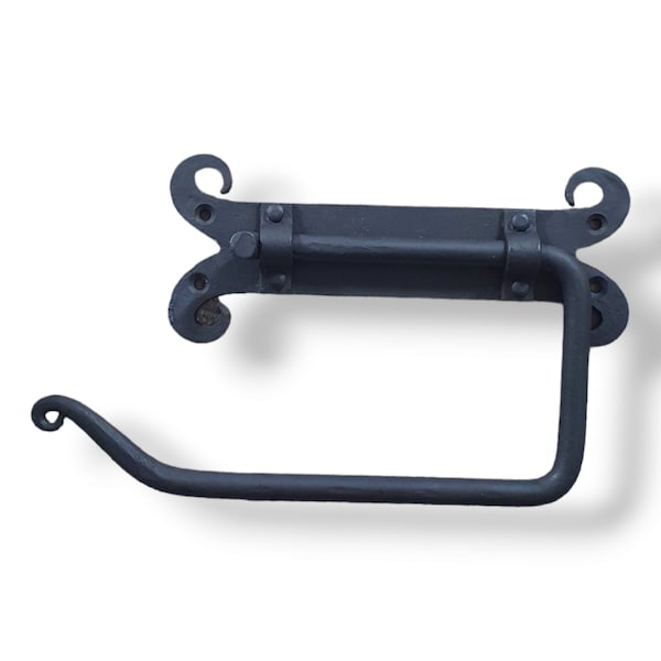 Cast Iron Wrought Handforged Toilet Paper Holder Mstt Blacl Bathroom Loo Heavy Duty