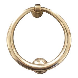 Front Door Knocker Polished Brass Solid Brass Ring 124mm