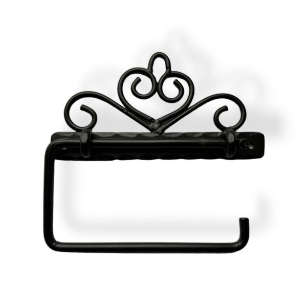 Cast Iron Wrought Handforged Toilet Paper Holder Mstt Black Swirl Bathroom Loo Heavy Duty