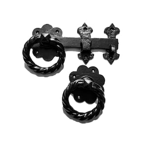 Black Cast Iron Style Gate Latch: 250mm Twisted Barn Door Lock