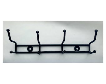 Straight Wired Hooks 4 Black Iron Wall Door Hangers Suitable for Coats Bags Clothing