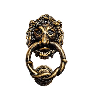 Lion Head Front Door Knocker Antique Brass Iron