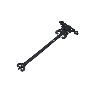 Ornate Fleur De Lys Gate Hinge: Heavy Duty Black Iron, 11 Inch