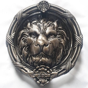Antique Nickel Lion Head Door Knocker: Large Front Door Hardware