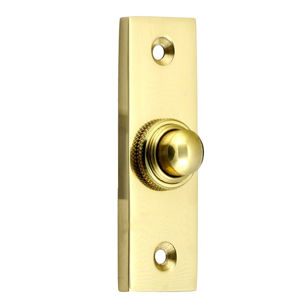 Polished Brass Plain Push Button Front Door Bell Rectsngle Etsy