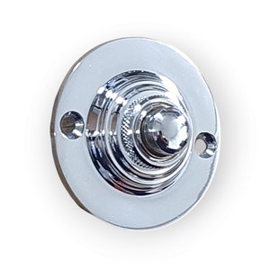 Polished Chrome Reeded Push Button Front Door Bell Round